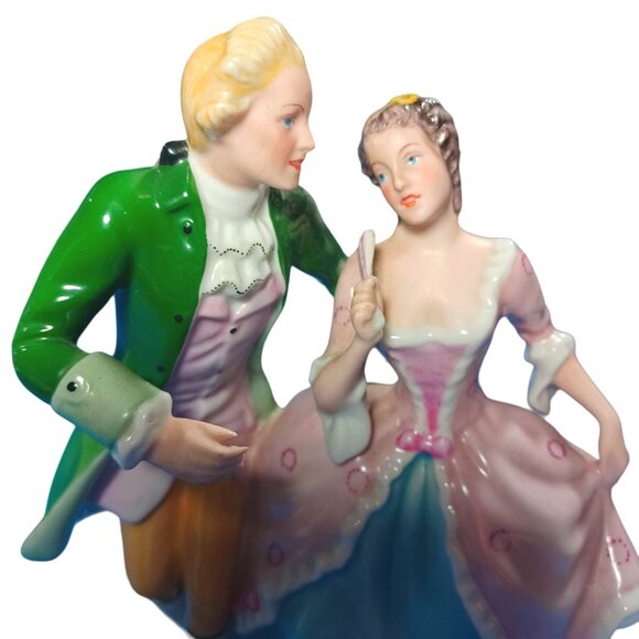 Royal Dux Antique Porcelain Figurine Victorian Couple Dancing WW1 Era Lady W Fan - Picture 4 of 16